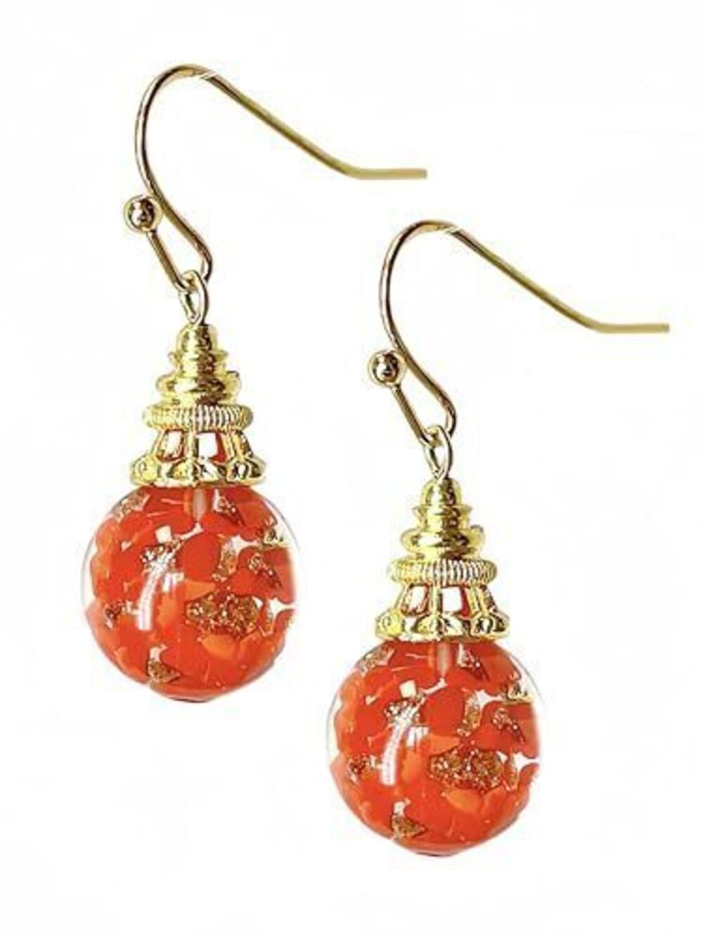 8104 Multicolored Murano Style Glass Earrings with 18k Gold Sparkles